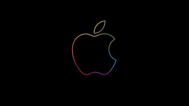 Logo Apple đầy màu sắc trên nền đen