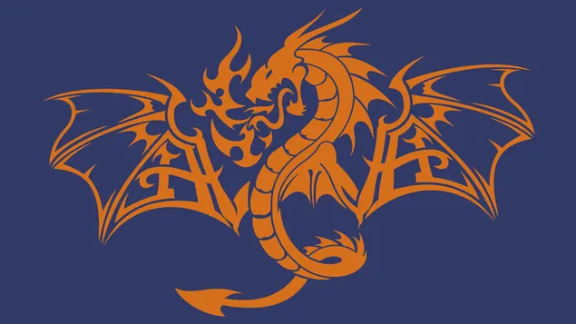 オレンジ色で描かれたドラゴンの形のカラフルな背景ビュー 4K 壁紙