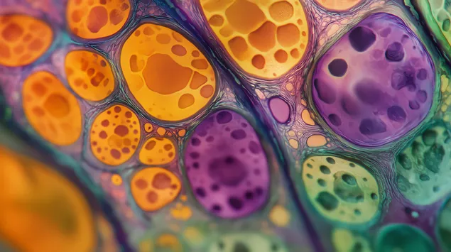 kolorowe struktury komorkowe w tkankach roslinnych pod powiekszeniem pobierz