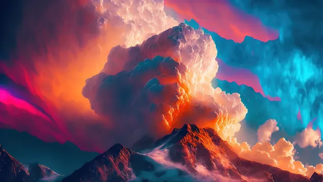 Seni AI awan berwarna-warni 4K wallpaper