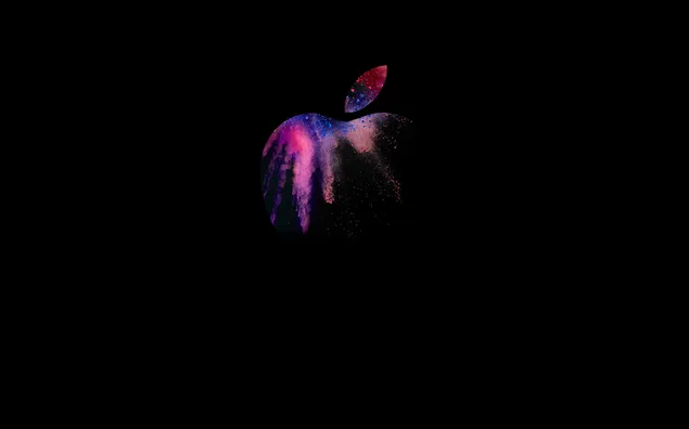 Colorful design logo of multinational company apple on black background 2K wallpaper