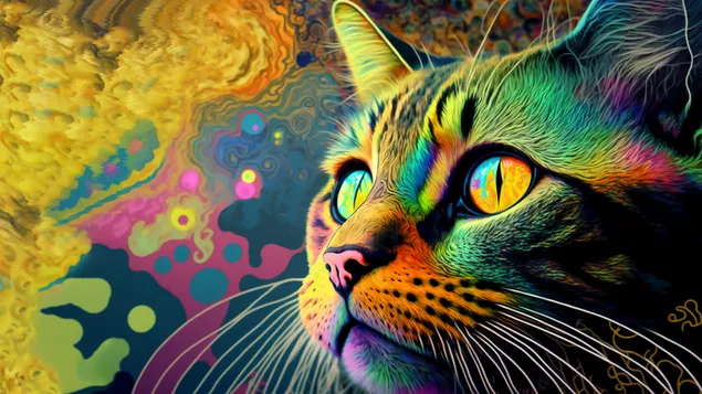 Colorful drawing cat (Ai Generated) download