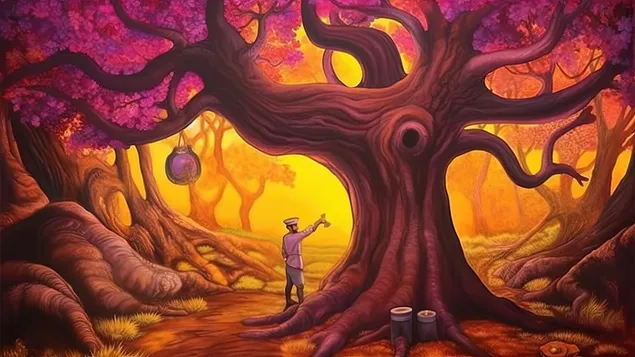 tsvetna gorska risunka, mechtan dizayn izteglyane