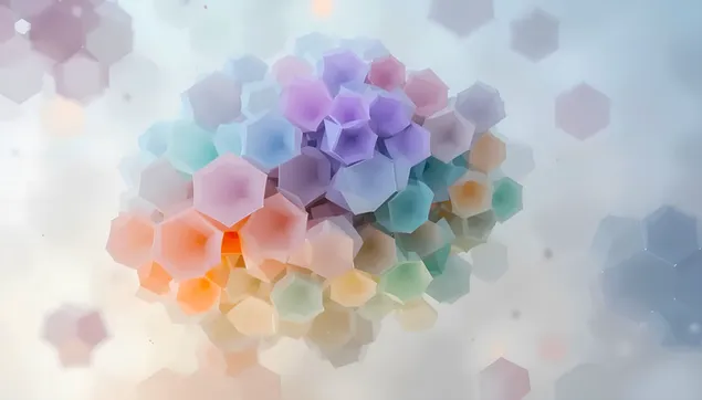 พื้นหลังศิลปะนามธรรมรูปหกเหลี่ยมสีสันสดใส 4K วอลเปเปอร์