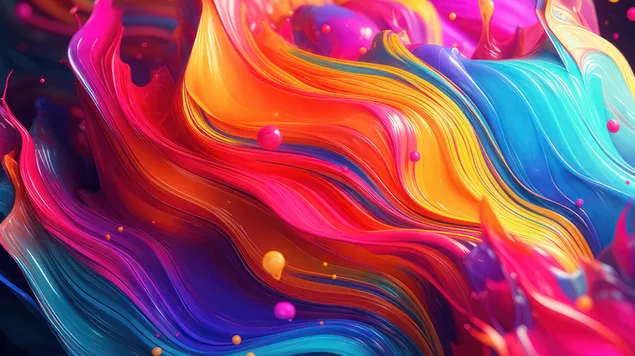 מופשט בועת ניאון צבעונית 2K טפט