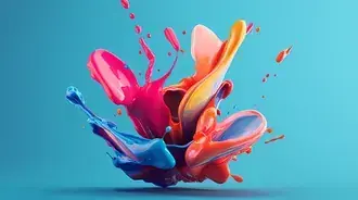 Colorful Paint Splash a Smooth Blue Background 4K wallpaper