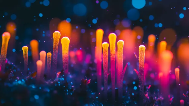 Цветни морски химикалки, осветяващи океанското дъно 4K тапет