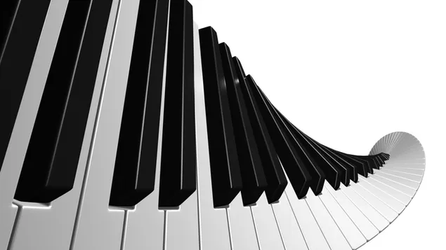 Convoluted abstract design image of piano keys in black and white