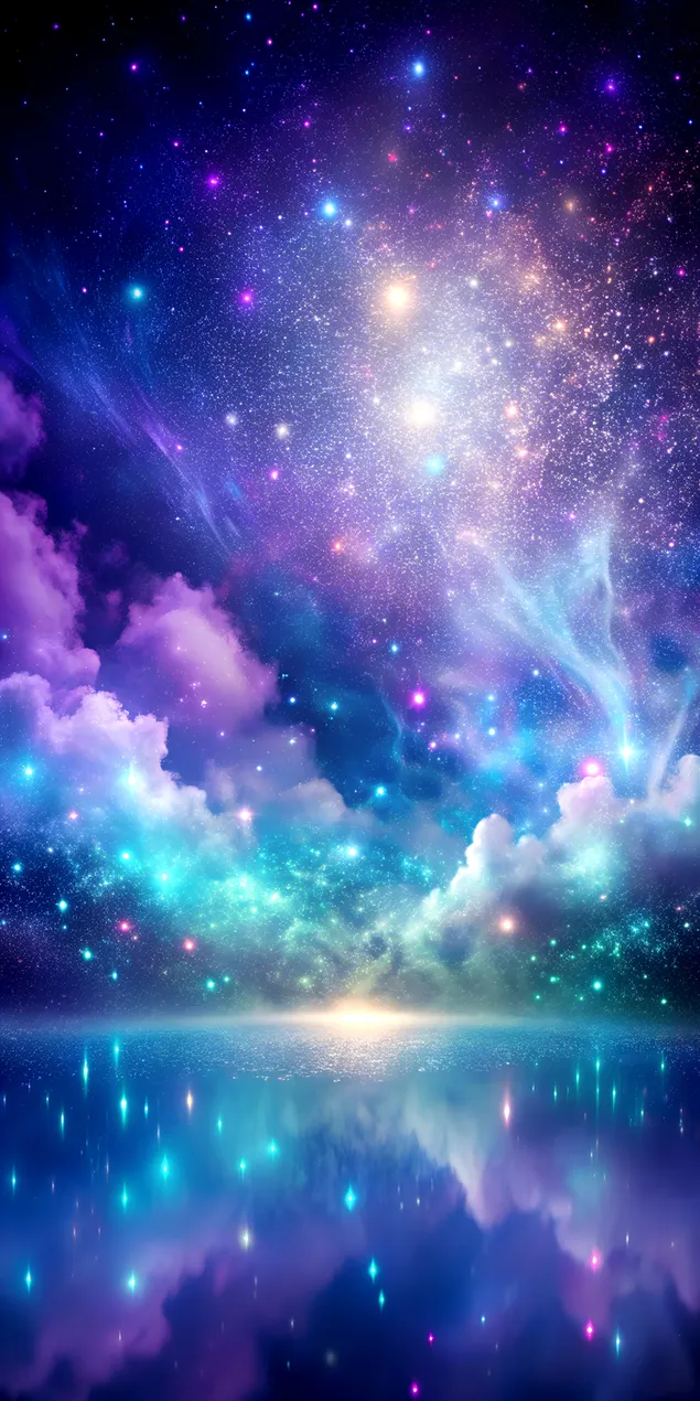 kosminen pilvi violetin, indigon ja sinivihrean sekoittumisen syvassa avaruudessa lataa