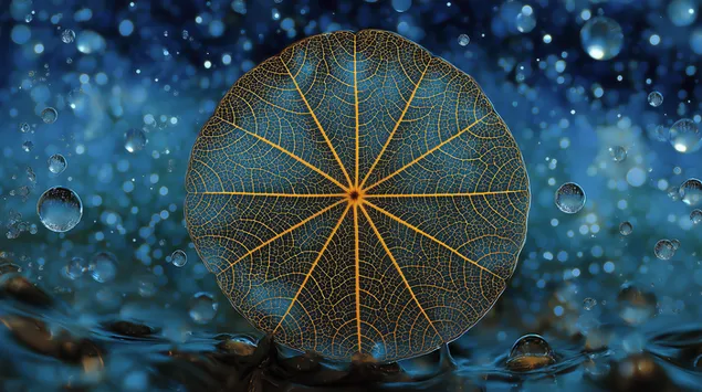 kosmische blattadern goldener schnitt mit wassertropfen abstrakt herunterladen