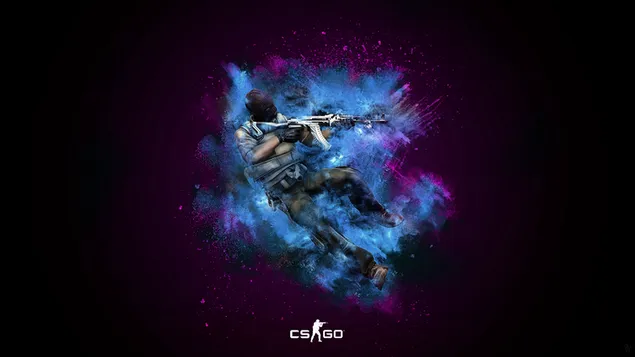 Counter-Strike: Counter Terrorist Win gun and blue, cs go 4K wallpaper