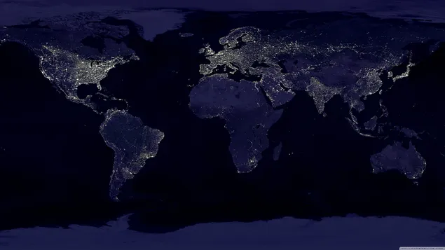 Countries, continents and oceans in the world photographed at night