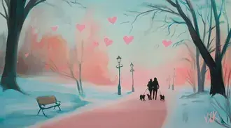 par se psy prochazejicimi se po stezce ve winter parku stahnout