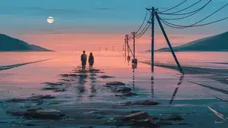 석양을 바라보는 커플 4K 배경화면