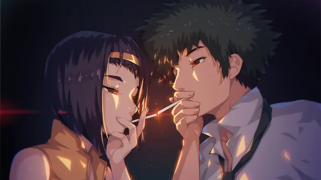 Cowboy Bebop - Spike Spiegel & Faye Valentine Merokok 4K wallpaper