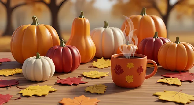 prijeten jesenski prizor z buco in vroco pijaco prenos