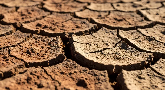 龟裂的土地：干旱与干旱景观纹理 4K 壁纸
