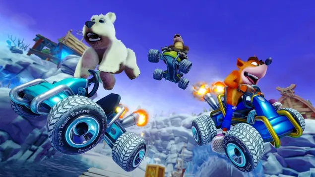 crash team racing, crash bandicoot en polar aflaai