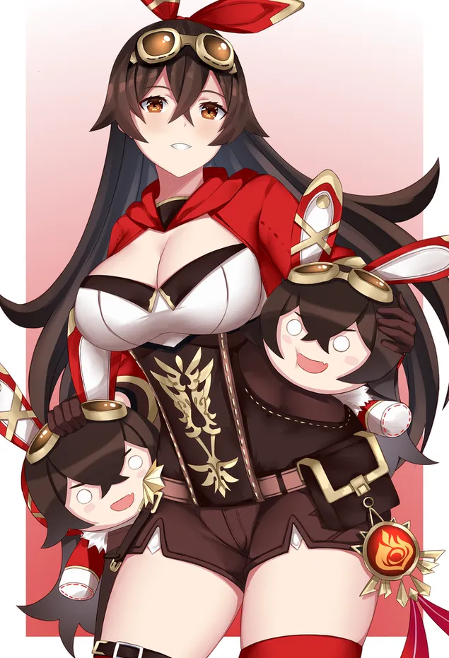 疯狂的动漫女孩 Amber 玩她的娃娃 | 原神冲击 HD 壁纸