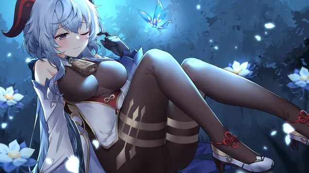 Сумасшедшая девочка Ганью | Ганшин Импакт 2K обои