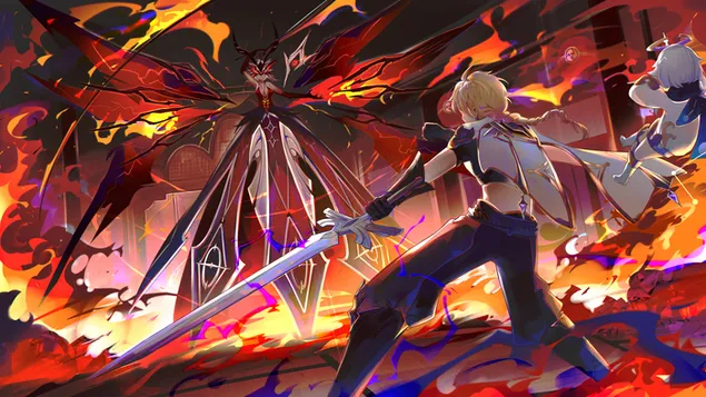 クリムゾンウィッチオブフレイムズ'ボス'| 原神インパクト【アニメビデオゲーム】 4K 壁紙