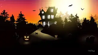 Tapeta Pokrivený halloweensky dom HD
