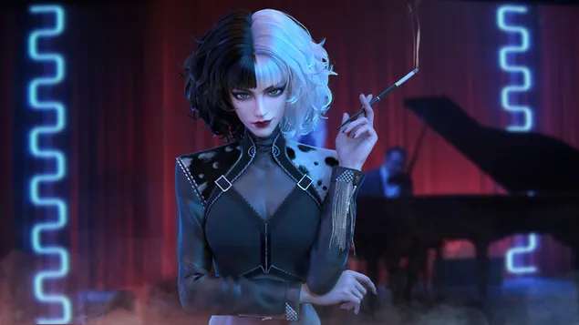 Cruella CGI Digital Art Disney's 4K muurpapier