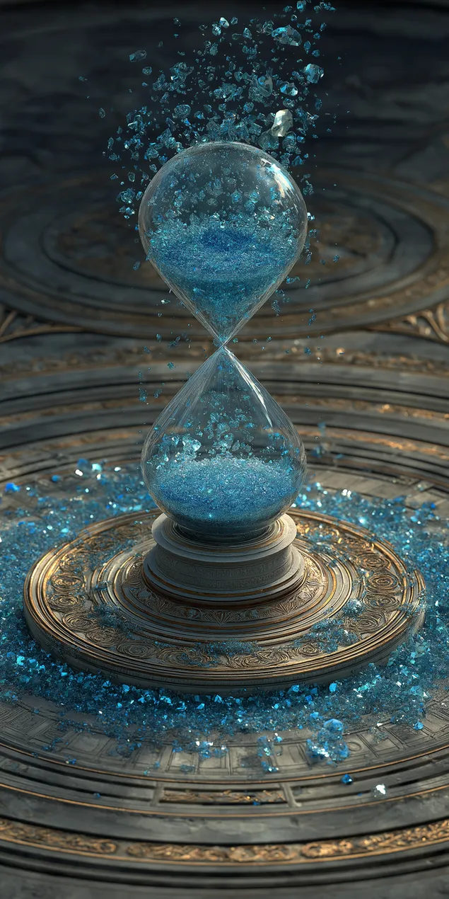 tas kaide uzerinde parildayan parcalara sahip kristal kum saati indir