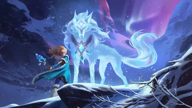 Crystal Maiden persona Mėlynosios širdelės personos kanalas iš DOTA 2 4K ekrano užsklanda