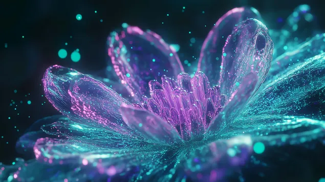 زهرة بلورية مضاءة بتوهج غامض 2K خلفية