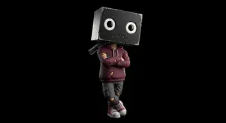 Tapeta Cubeman v červené bundě čeká sám na pozadí plochy 4K