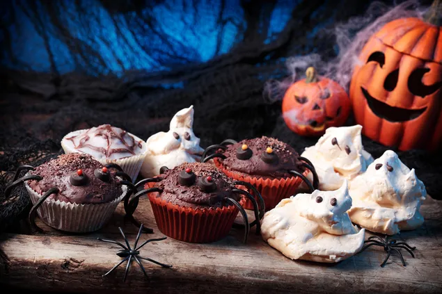 Cupcakes de araña y galletas fantasma