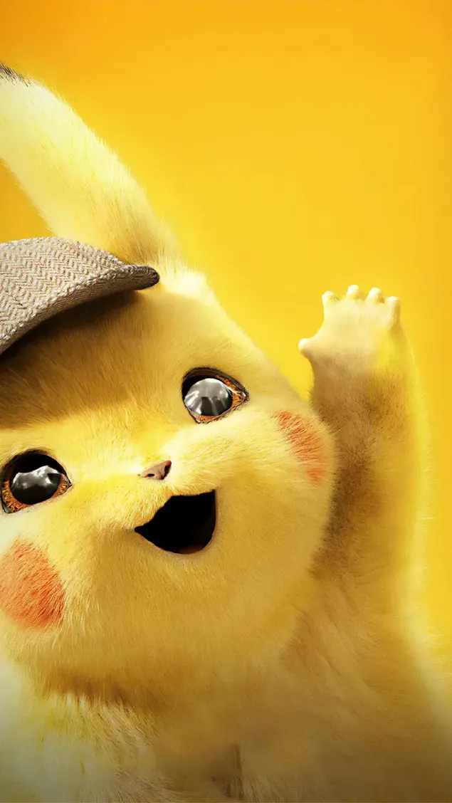 Tampilan karakter kartun Pokemon Pikachu yang lucu dan bahagia unduhan
