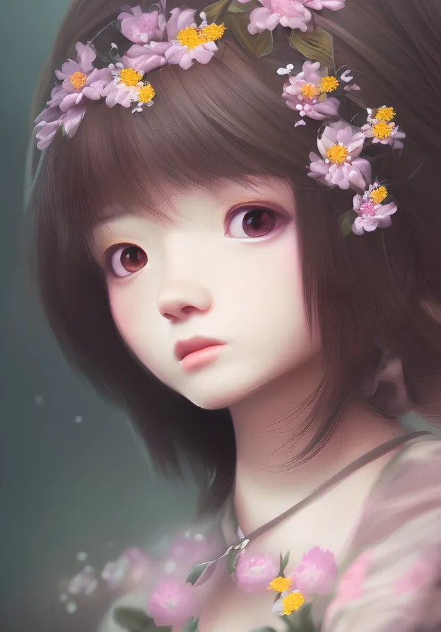 רקע ילדת אנימה חמודה 4K טפט