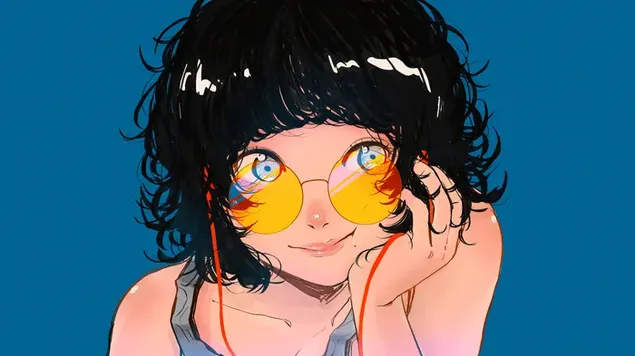 Cute anime short hair girl wearing glasses download
