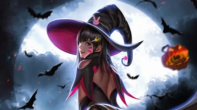 Cute Anime Witch Of Halloween Night download