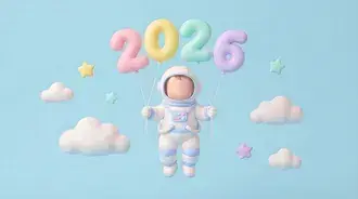 roztomily astronaut letici s balonky 2026 v snove obloze stahnout
