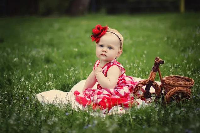 Cute Baby Girl  in the field download