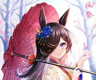 Tapeta Roztomilá krásná anime dívka s květinovými doplňky s dlouhými hnědými vlasy mezi stromy 2K