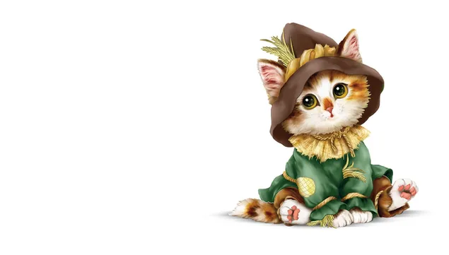 Schattige kat in kostuum 2K achtergrond