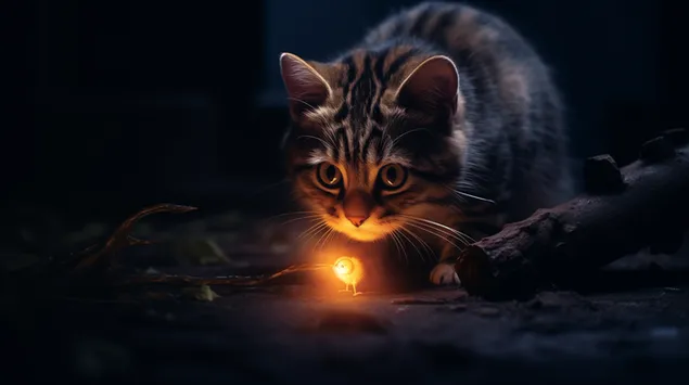 slodki kot opiekujacy sie piskleciem pobierz