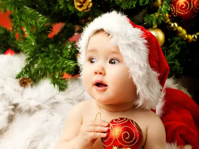 Páipéar balla Leanbh gleoite le caipín Santa2K