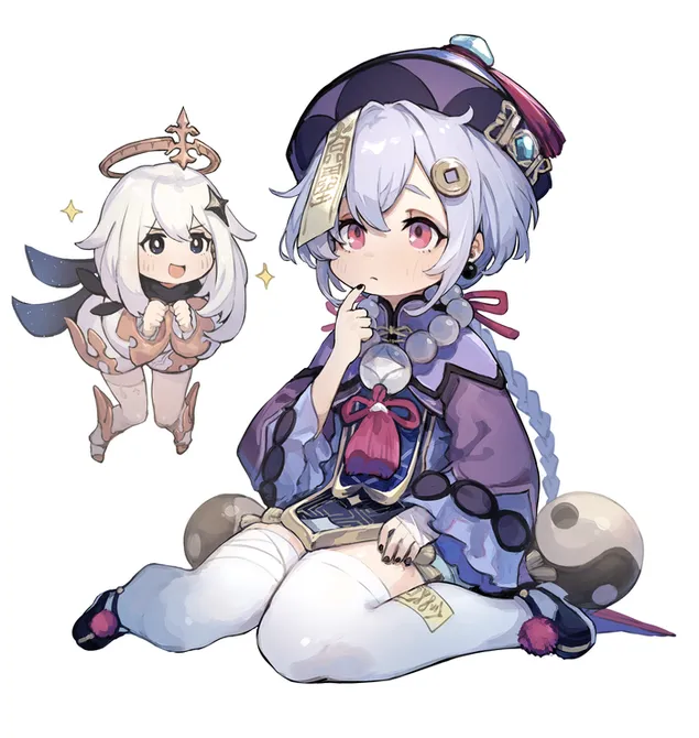 roztomile zmatene divky qiqi & piamon | genshinuv dopad stahnout