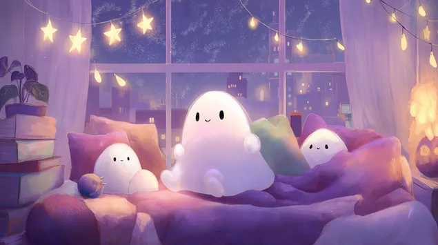 sota spoken som kopplar av pa kuddar med nattutsikt over staden ladda ner