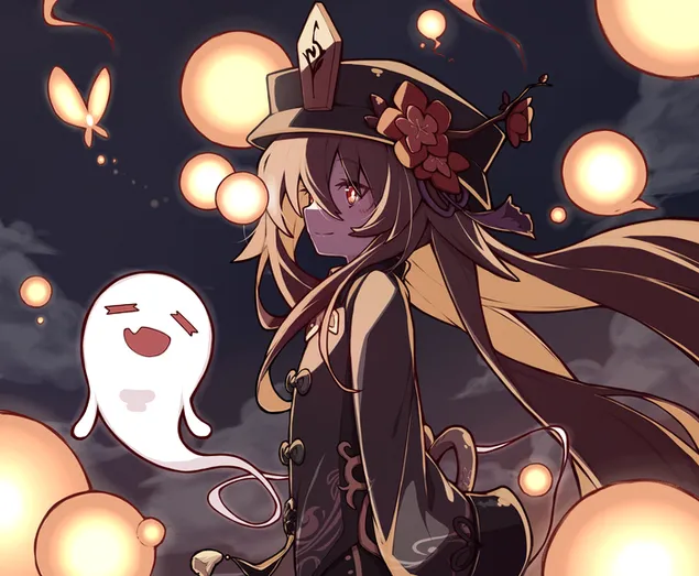 귀여운 소녀 후 타오 | 원신 임팩트 2K 배경화면