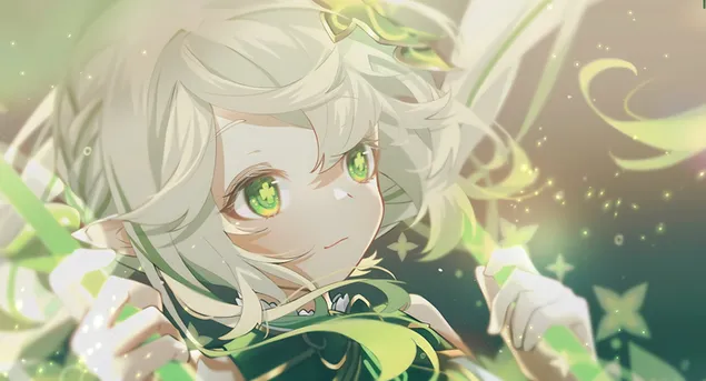 بنت جميلة ناهدة عيون خضراء جميلة | تأثير جينشين 4K خلفية