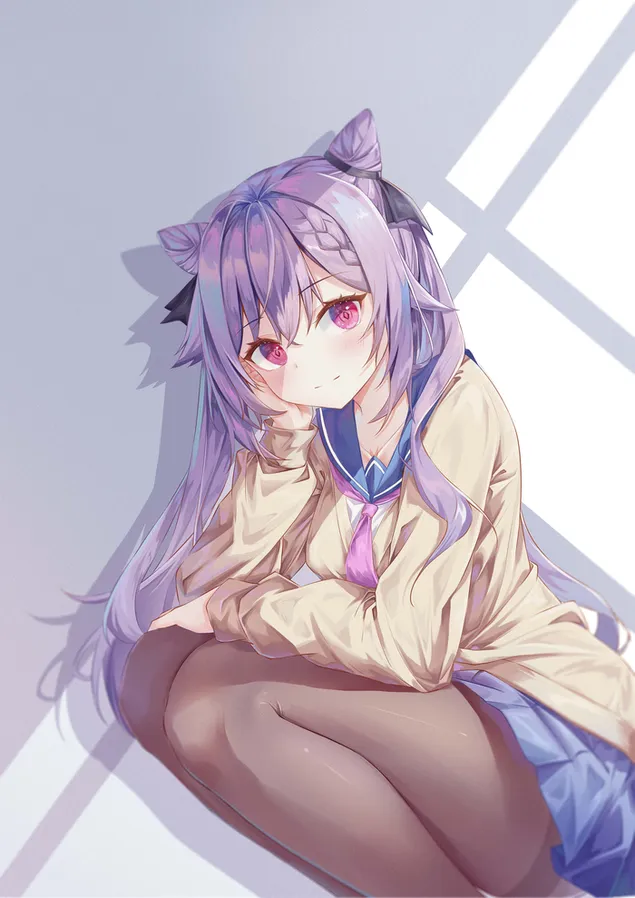 Hình nền keqing dễ thương đôi mắt màu hồng xinh đẹp | Tác động Ganshin 2K