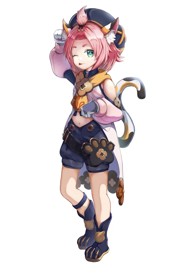 la graziosa bambina diona strizza l'occhio con i suoi occhi verdi | genshin impact scarica