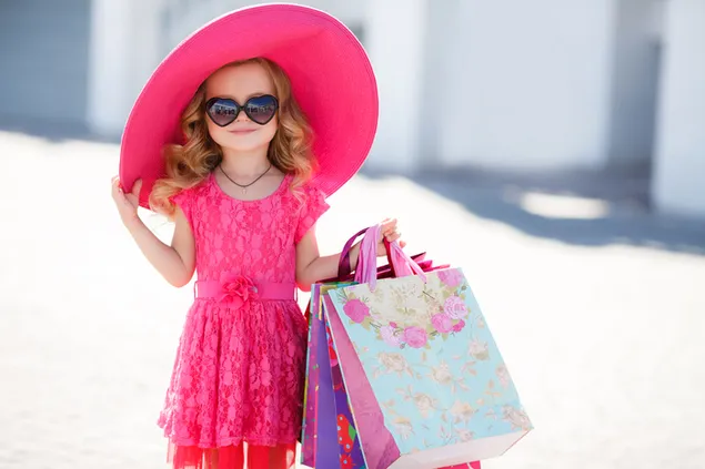 Cute Little Girl With Hat And Sunglasses