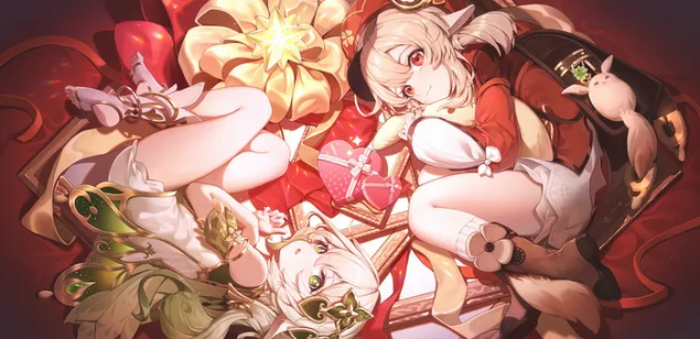 mili malen'ki divchatka kli ta nakhida lezhat' razom na pidlozi | genshin impact zavantazhiti